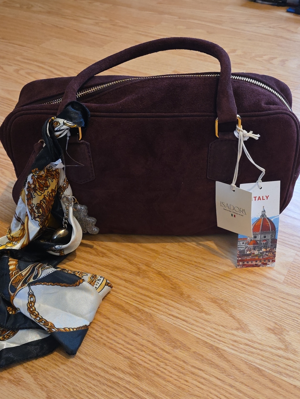 Isadora Italian Leather Shoulder Bag in Wine
